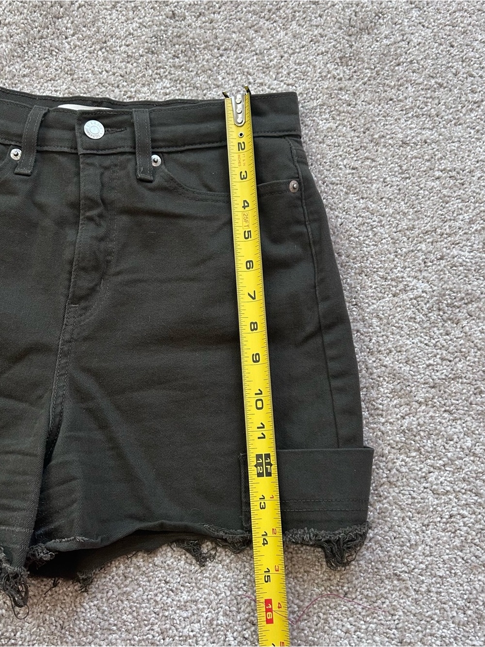 Signature by Levi Strauss Heritage High Rise Loose Straight Shorts Olive Green 4 - Picture 3 of 9